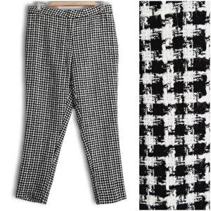 AUTRES FILLES / Houndstooth Slim Leg Ankle Crop Trousers B&W Houndstooth Sz M
